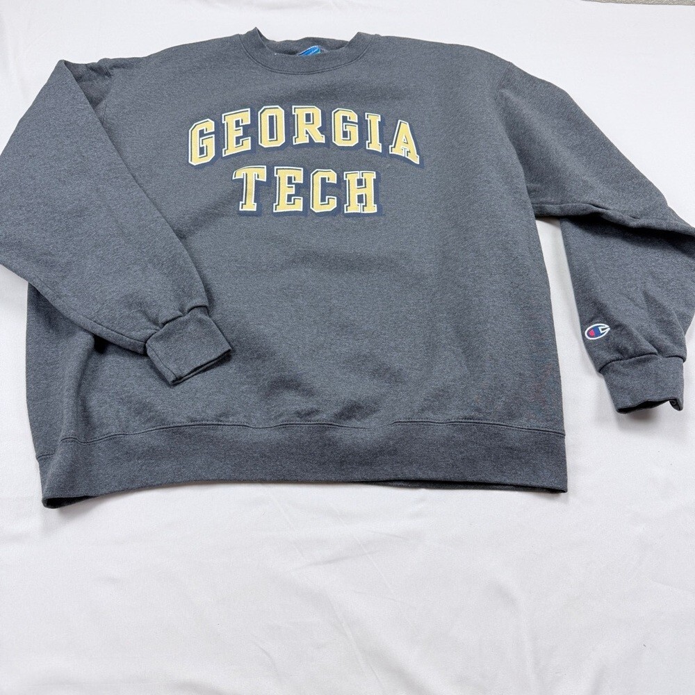 Champion Men's Crewneck Sweatshirt.  in Gray with Georgia Tech Design